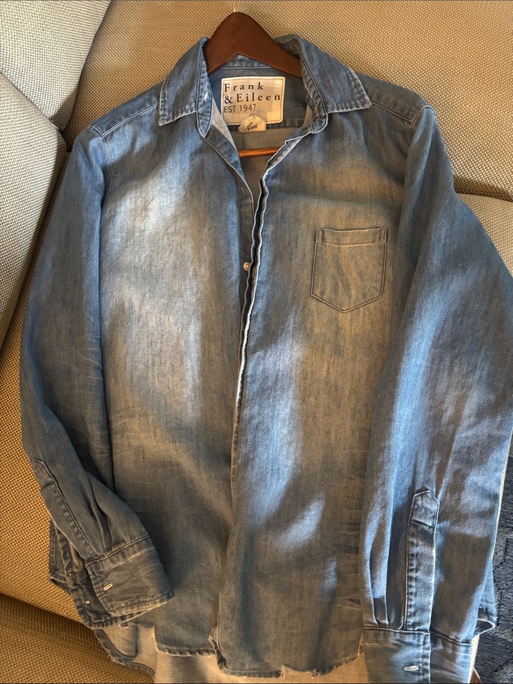 Frank & Eileen Women’s Faded Blue Denim Button-Down Shirt
